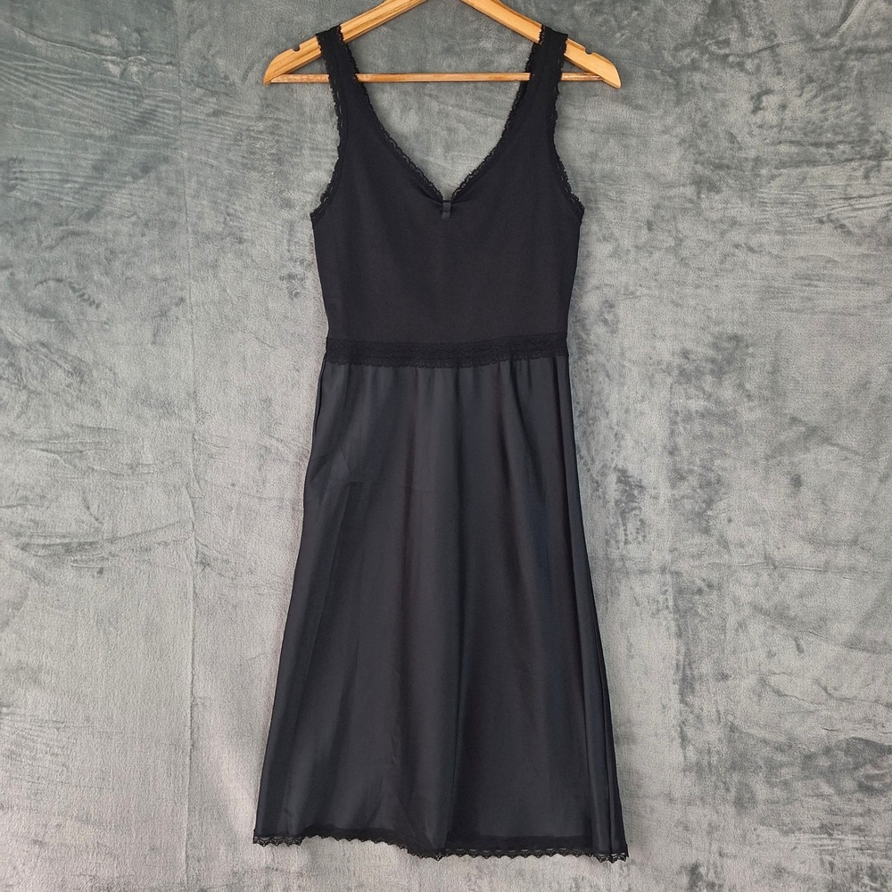 Vtg Womens Slip Dress 34 Small‎ Black Y2K Fairy Grunge Lace Whimsigoth Coquette